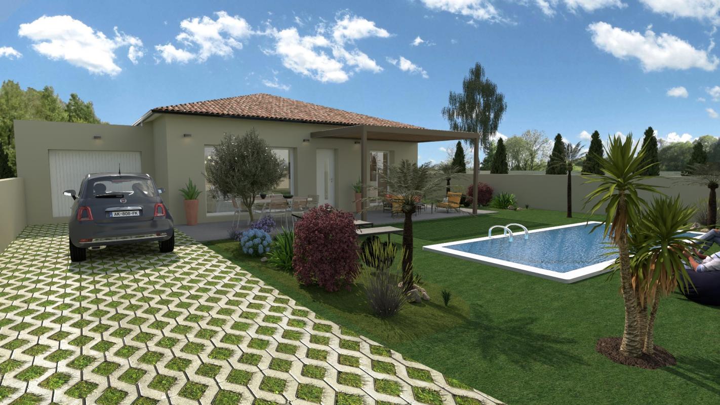 Annonce n°GA0703AJ - BASSAN  - Terrain de 367 m² avec maison neuve à bâtir de plain-pied de 90 m2, Hérault