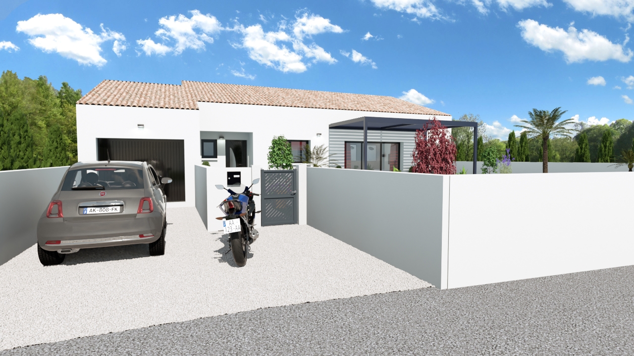 Annonce n°GA0703B - Portiragnes – Terrain de 600 m² avec maison neuve à bâtir de  plain-pied de 100 m2, Hérault