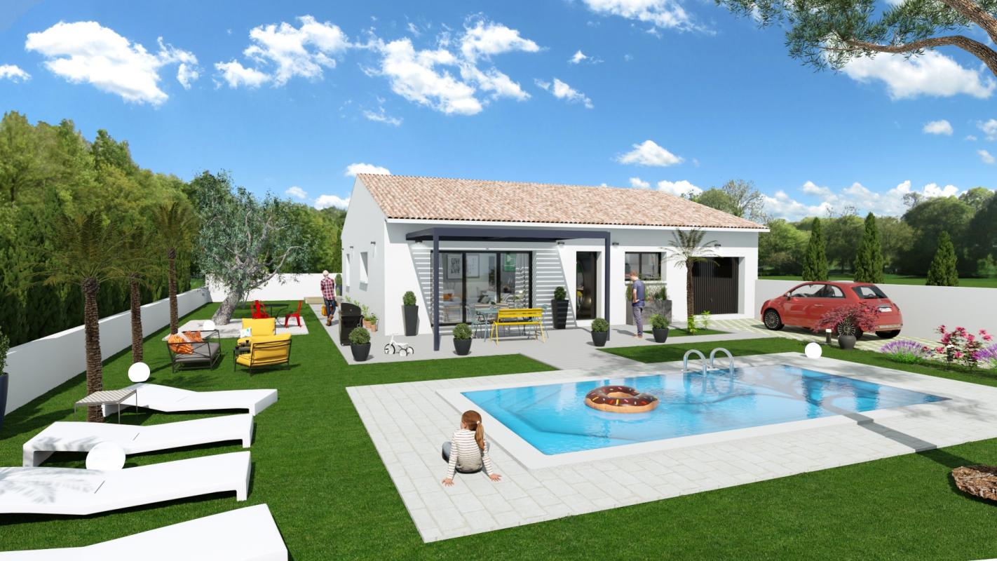 Annonce n°GA0703N - LIEURAN-LES-BEZIERS - Terrain de 380 m² avec maison neuve à bâtir de  plain-pied de 90 m2, Hérault