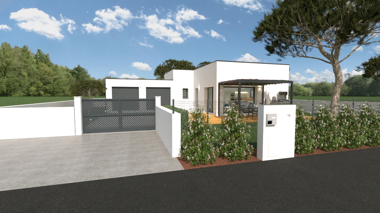 Annonce n°GA0703O - SERVIAN - Terrain de 402 m² avec maison neuve à bâtir de  plain-pied de 90 m2, Hérault !