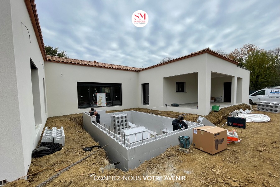 Annonce n°GA1104Q - SERVIAN - Terrain de 447 m² avec maison neuve à bâtir de  plain-pied de 100 m2, Hérault !