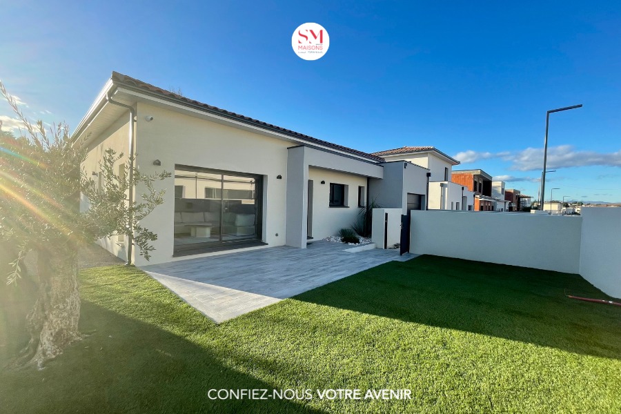 Annonce n°GA1204B - EN EXCLUSIVITE-QUARANTE -Terrain de 370 m² avec maison neuve plain-pied de 100 m2, Hérault !
