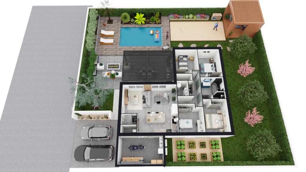 plan maison 100m2 Santa Mélia