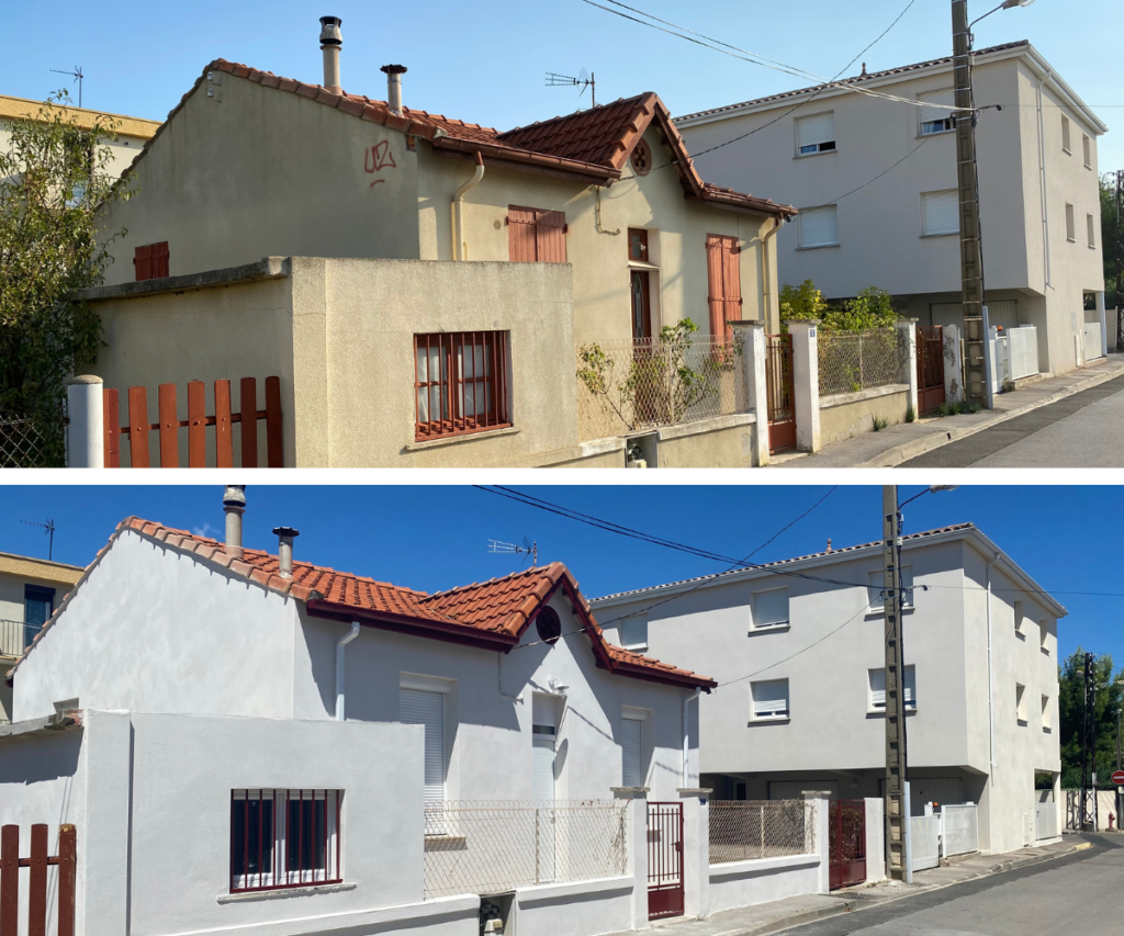 Exemple avant-après d'une rénovation d'une maison individuelle réalisée par SM Maisons 